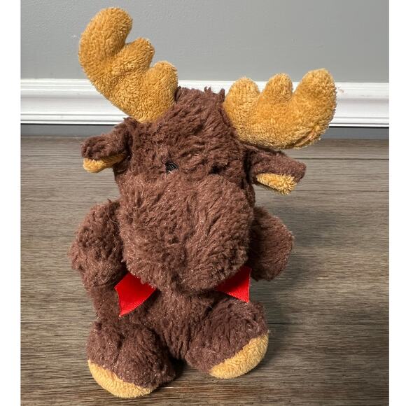 Kellytoy Moose with Red Neck‎ Bow Plush - Picture 1 of 5